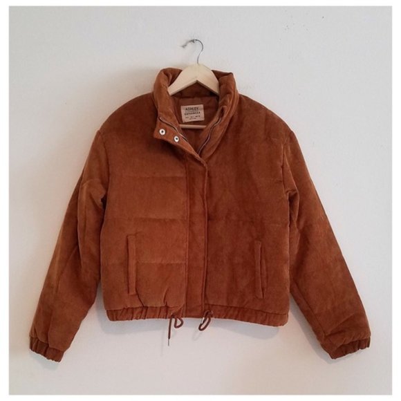Corduroy Camel Puffer Jacket 